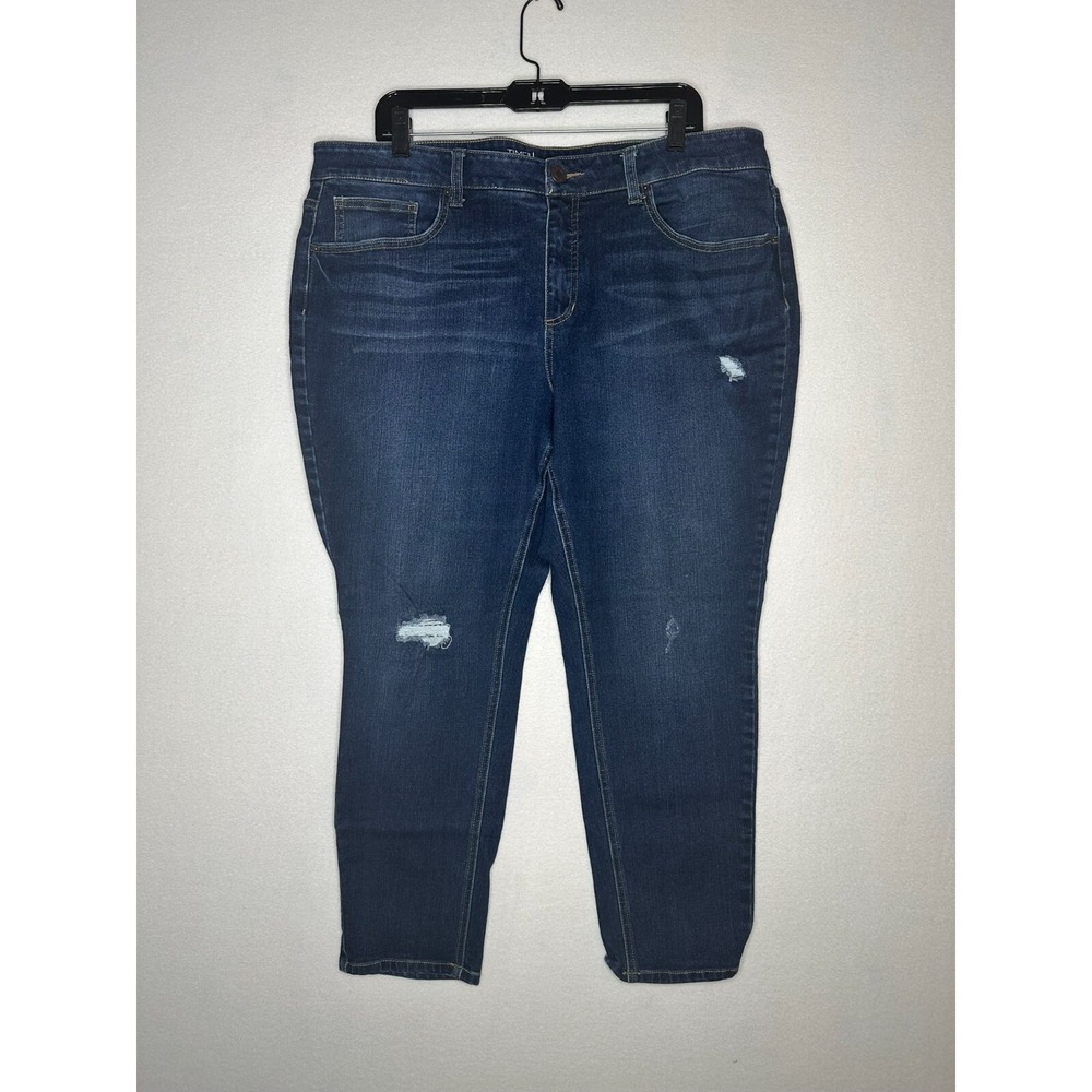 Time and Tru Blue Distressed Skinny Jeans Womens Size 20 Petite Dark Wash